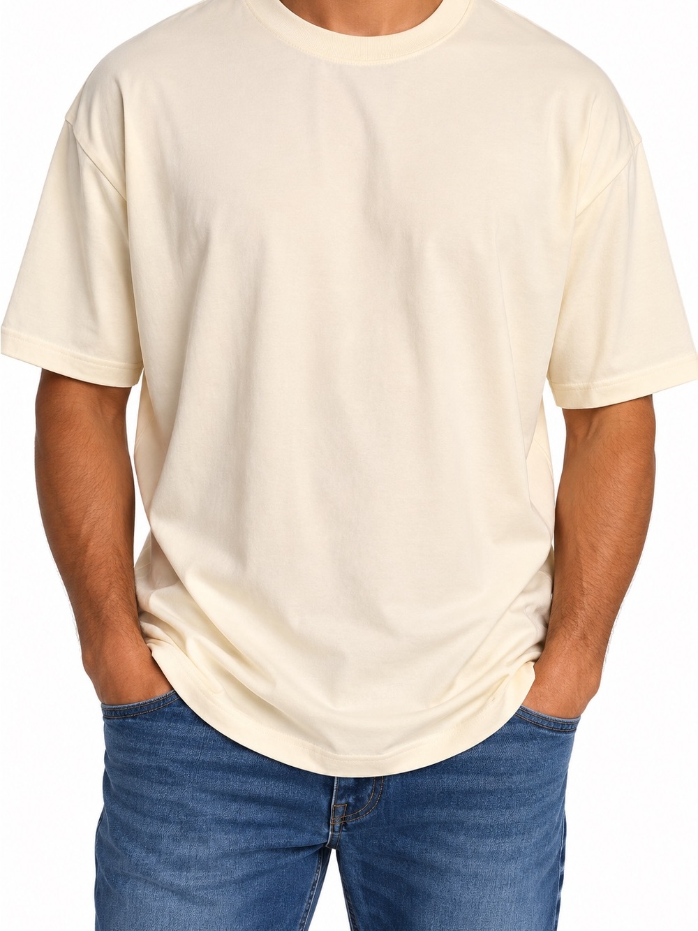 3-Piece T-Shirt Bundle Black White Cream Size L